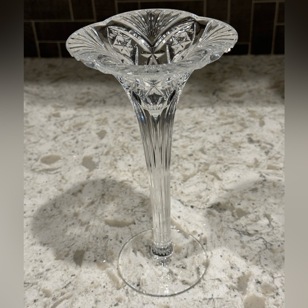 CRISTAL d’ARQUES~FRANCE VINCENNES PATTERN~CLEAR~CRYSTAL CANDLEHOLDER~NICE~G21